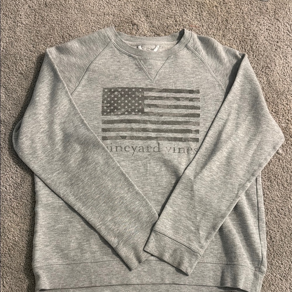 Vineyard Vines Gray American Flag Sweatshirt
